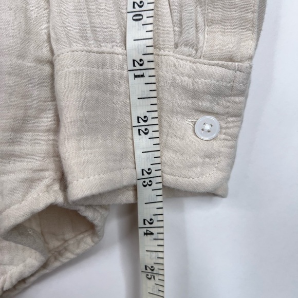 Aritizia Little Moon Organic Cotton Gauze Sail Shirt Cream Button Up Relaxed XS - Picture 12 of 13
